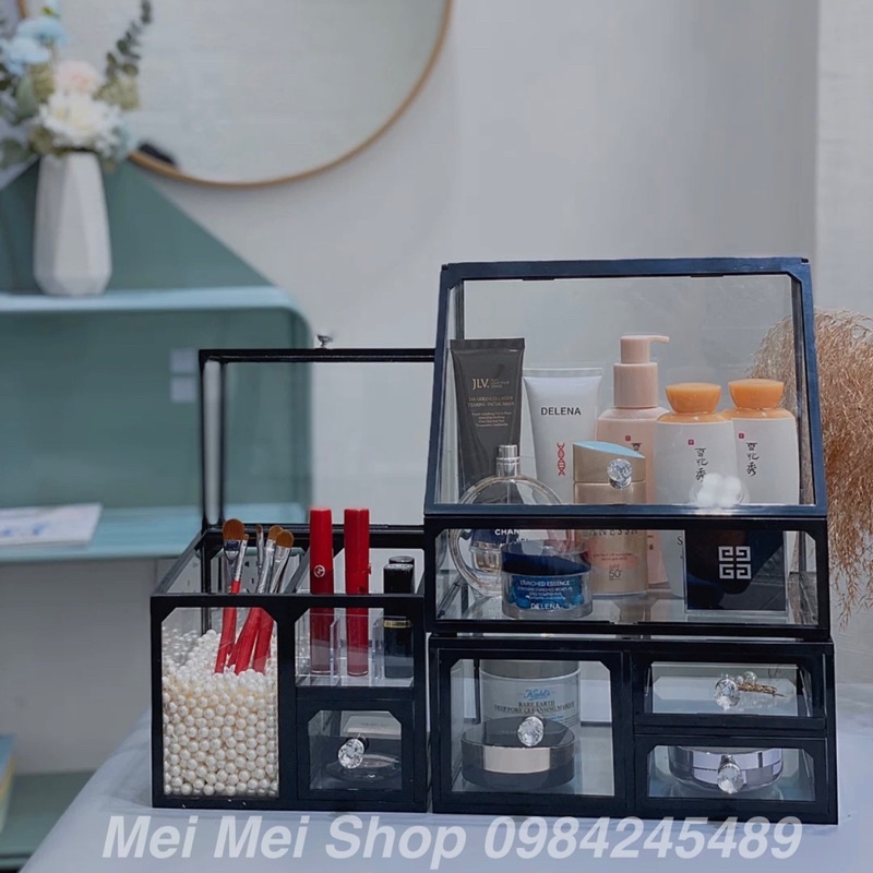 Kệ Tủ Đựng Mỹ Phẩm Thuỷ Tinh Black Phong Cách Hiện Đại