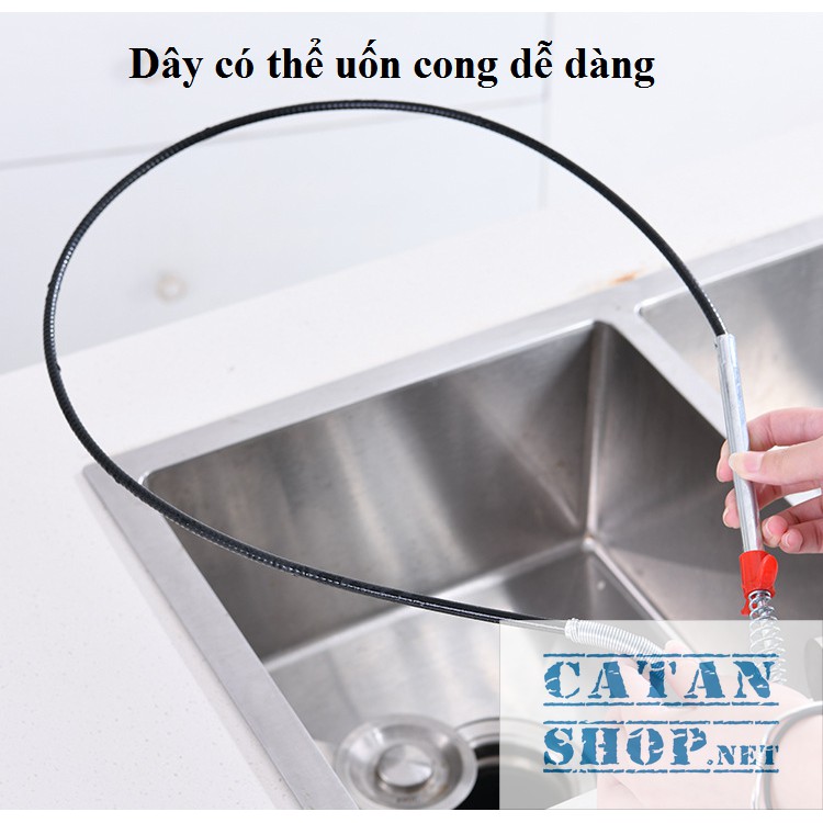 Dây thông cống, dây lấy rác ngăn nghẹt cống, dụng cụ thông cống móc rác lò xò đa năng GD385-DTCong