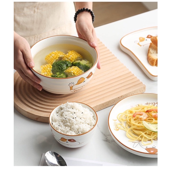 Bộ bát đĩa hình mèo, bát đĩa decor, bát đĩa đẹp