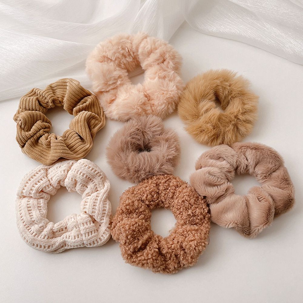 Set 7 dây buộc tóc vải nhung co giãn phong cách Hàn Quốc đơn giản cho nữ