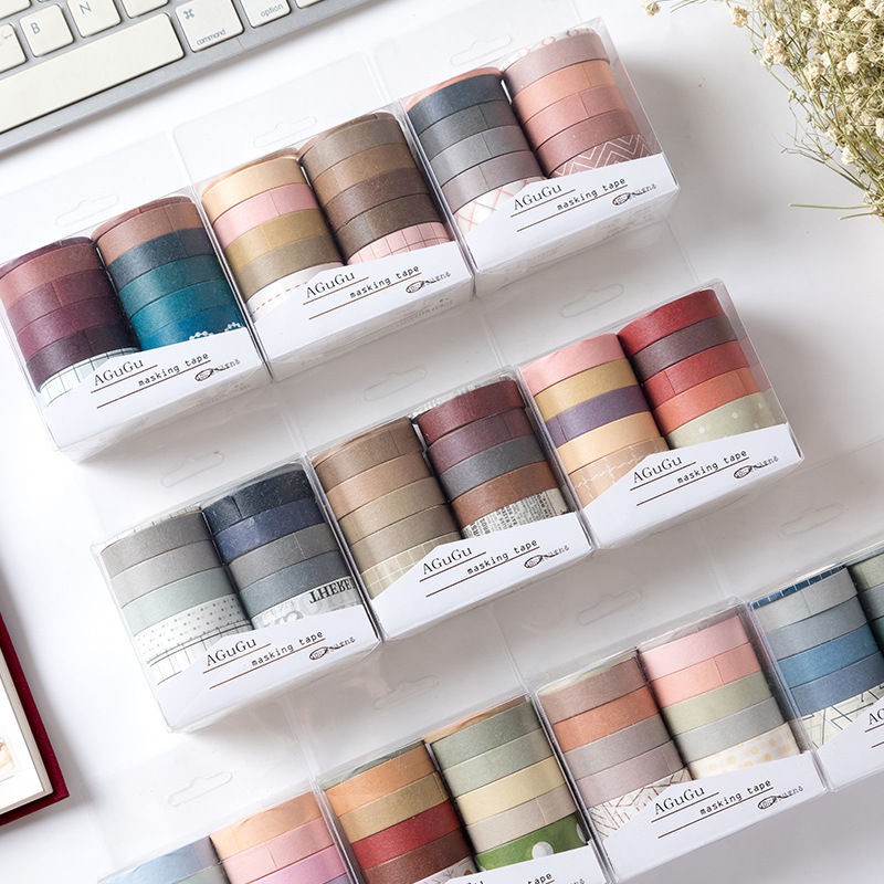 Set 10 cuộn băng dính washi tape trang trí planner, bujo WST232