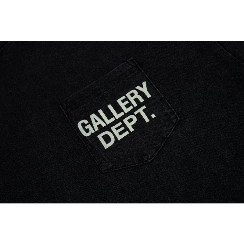 GALLERY DEPT Vintage Washed Distressed Pocket Print Letter Couple Loose Casual T-Shirt
