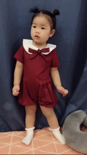 Bộ Romper bé gái màu mận