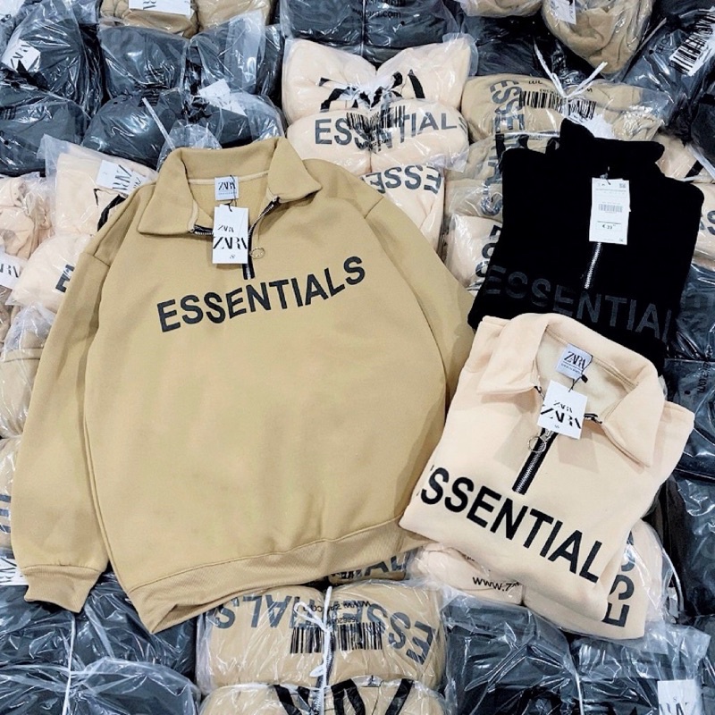 Áo nỉ bông cổ bẻ khoá ESS | BigBuy360 - bigbuy360.vn