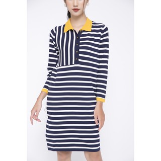 Đầm dài tay len sọc ngang IFU 05-3203