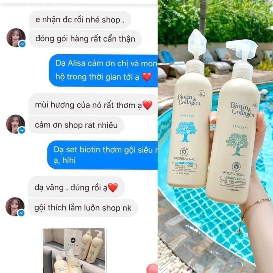 Dầu gội xả phục hồi và kích thích mọc tóc Biotin & Collagen 1000ml*2