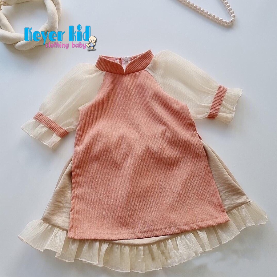 [TẶNG TẤT ĐƠN 150K] Áo Dài Hàn Quốc Bé Gái Kiểu Mới Siêu Sang Chảnh Vải QC Kết Hợp Ren Loại 1 KEYER KIDVN MÃ XUẤT VN07