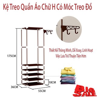 Kệ Treo Quần Áo Chữ H Siêu Chắc Chắn - Siêu Tiện Lợi - Đa Năng Có Móc Treo Cao Cấp - CAM KẾT Bảo Hành 1 đổi 1
