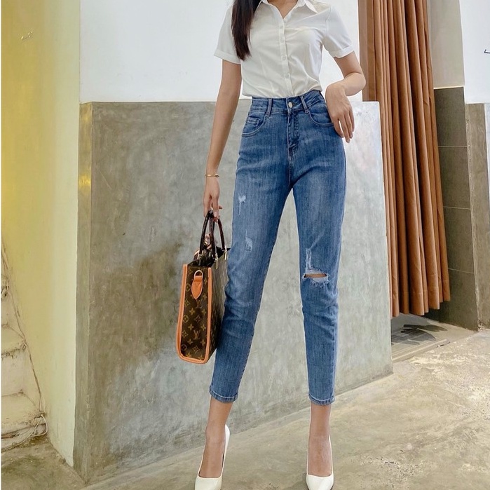 Quần Bò Nữ Dáng Boy KAVO BLUE co giãn 4 chiều BY87-16