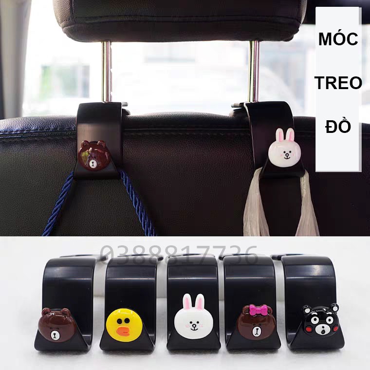 Móc treo đồ vai ghế ô tô gắn hình hoạt hình dễ thương