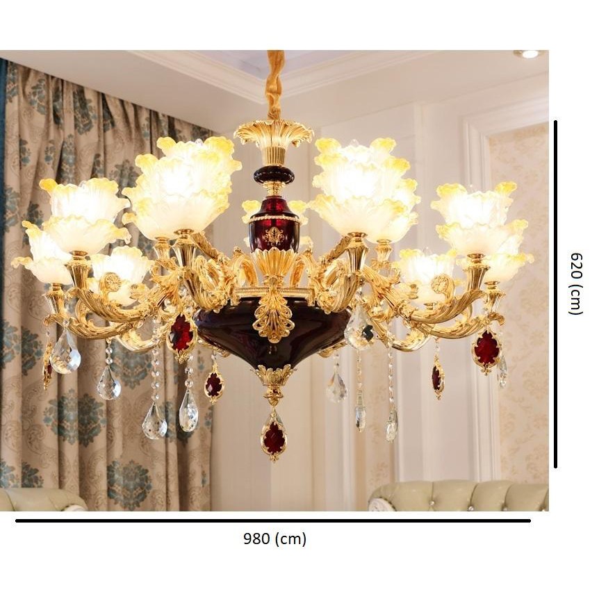 Đèn chùm trang trí nội thất IRELIA phong cách Châu Âu hiện đại loại 8, 15 tay - Tặng kèm bóng LED cao cấp