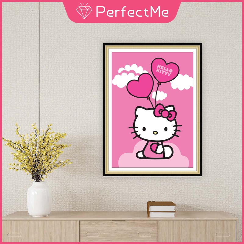Bộ tranh đính đá 5D họa tiết hoạt hình Hello Kitty độc đáo DIY 30x40cm trang trí nhà cửa