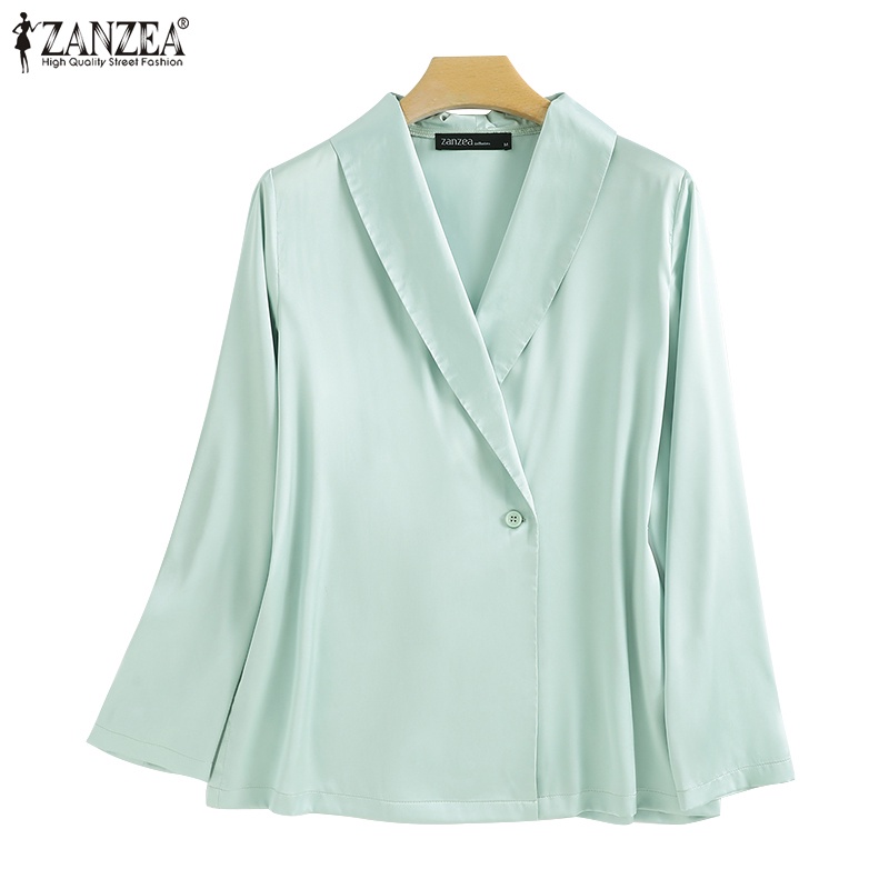 Áo kiểu Zanzea tay dài cổ bẻ cài nút thời trang dành cho nữ
