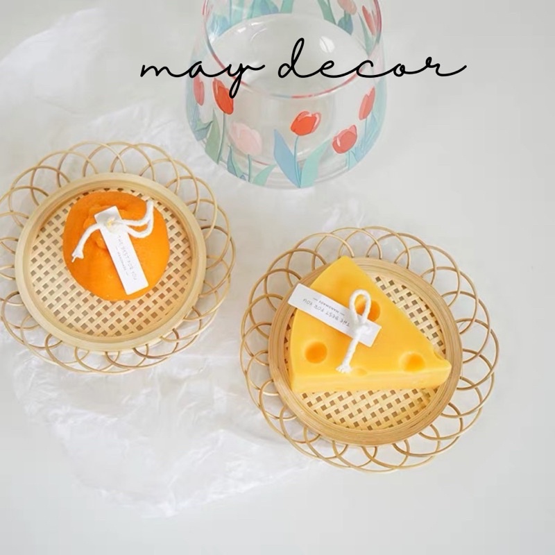 Nến thơm handmade hình quả cam vàng, phô mai - may.decor -