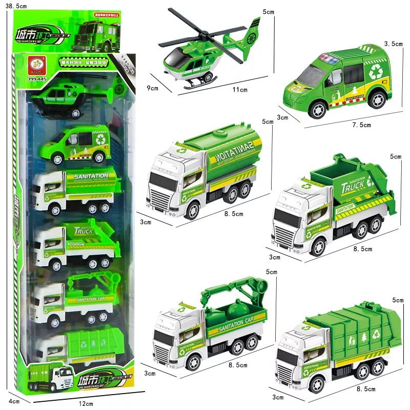 Bộ đồ chơi hộp set 6 món ô tô máy bay chạy cót xịn xò cho bé