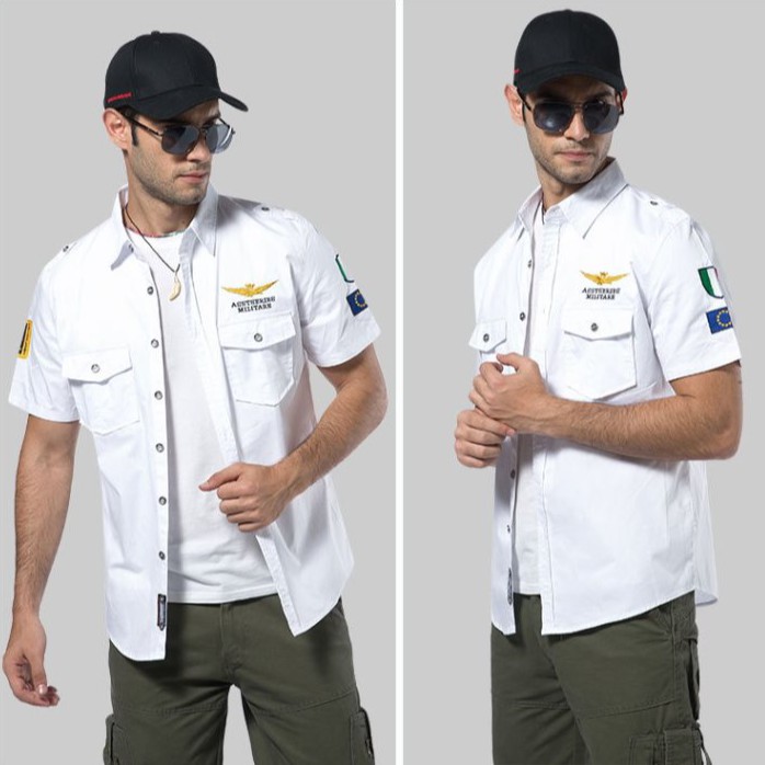 Áo sơ mi nam ngắn tay phong cách cơ trưởng, thời trang lính- hàng cao cấp | BigBuy360 - bigbuy360.vn