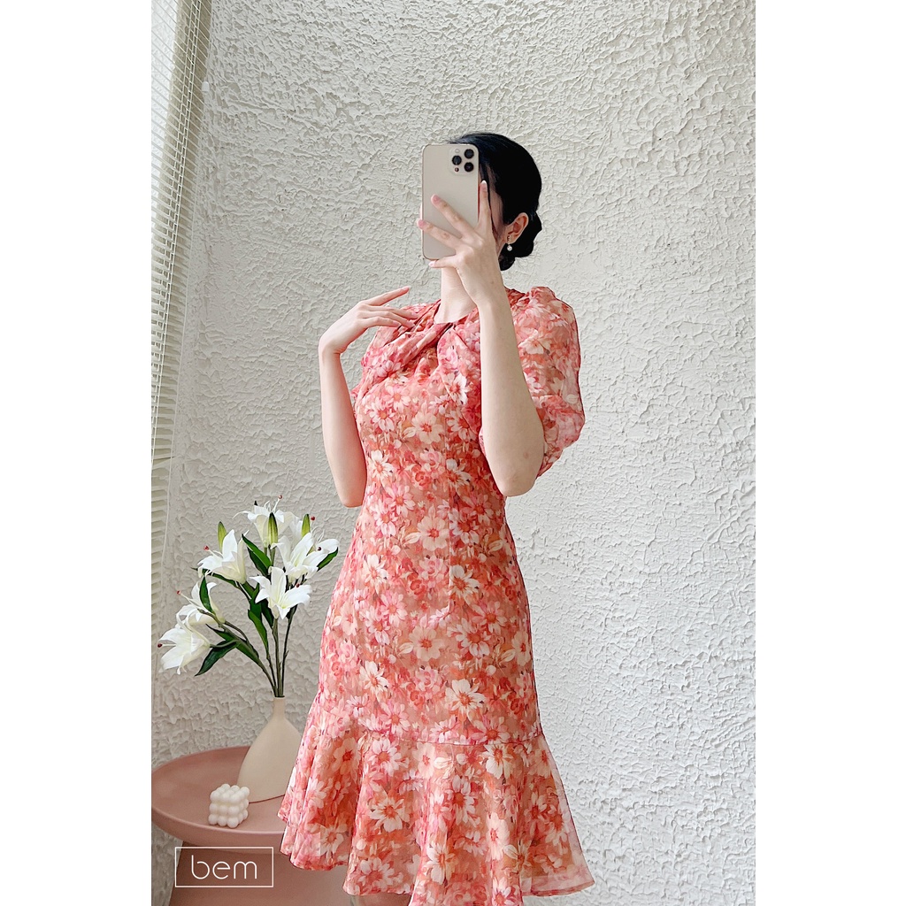 Đầm xòe đuôi cá Bem, chất tơ lụa siêu mát (DR244)