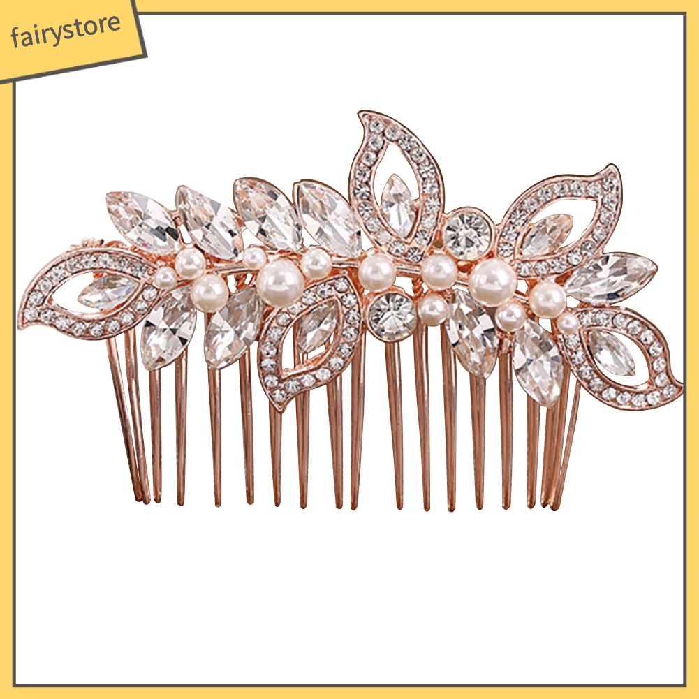 Trâm Cài Tóc Có Đính Đá &amp; Ngọc Trai Giả Cho Nữ