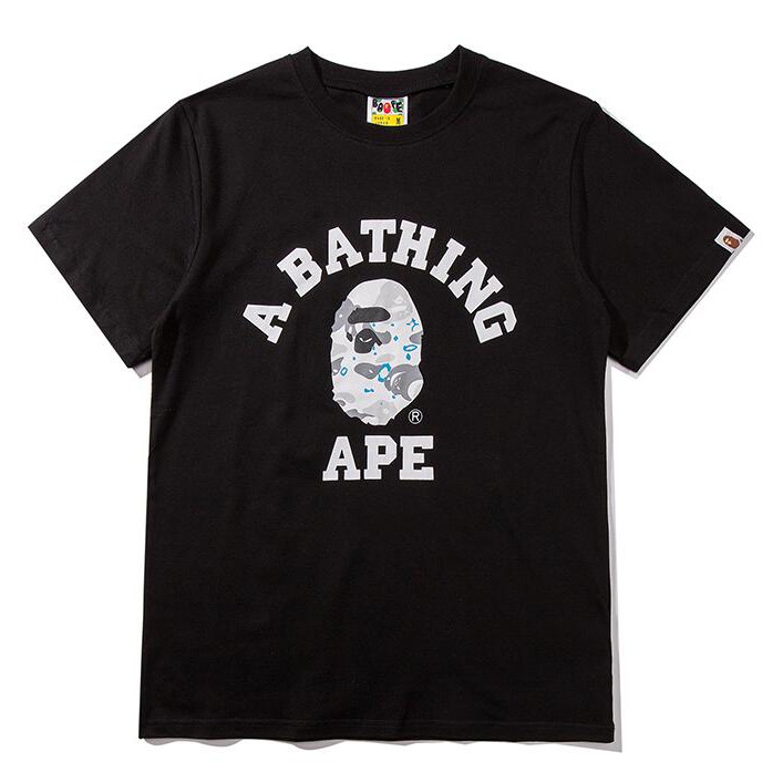 Áo Thun Chất Liệu Vải Cotton Tay Ngắn Có In Hoạ Tiết Bape