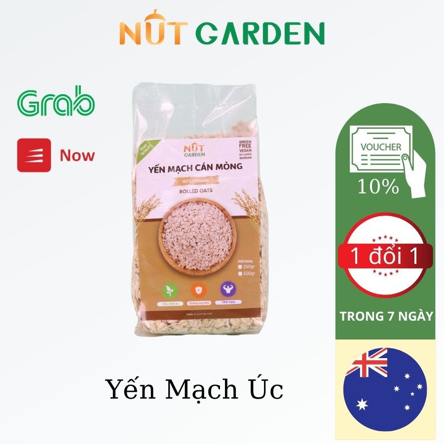 Hạt Yến Mạch Úc Tươi Cán Dẹt Chính Hãng Nut Garden - Nhập Khẩu Úc - Tốt Cho Em Bé, Gym, Giảm Cân - 250gr | WebRaoVat - webraovat.net.vn