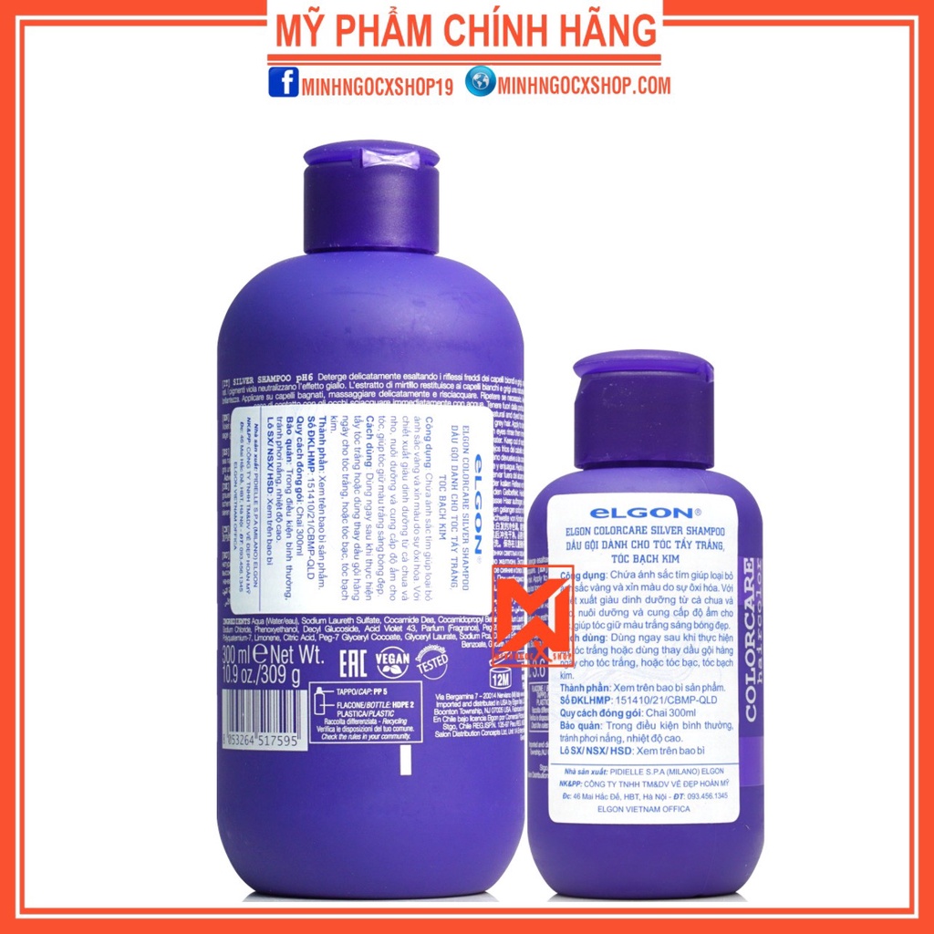 Dầu gội tím khử vàng Elgon Silver Colorcare 100 - 300ml chính hãng