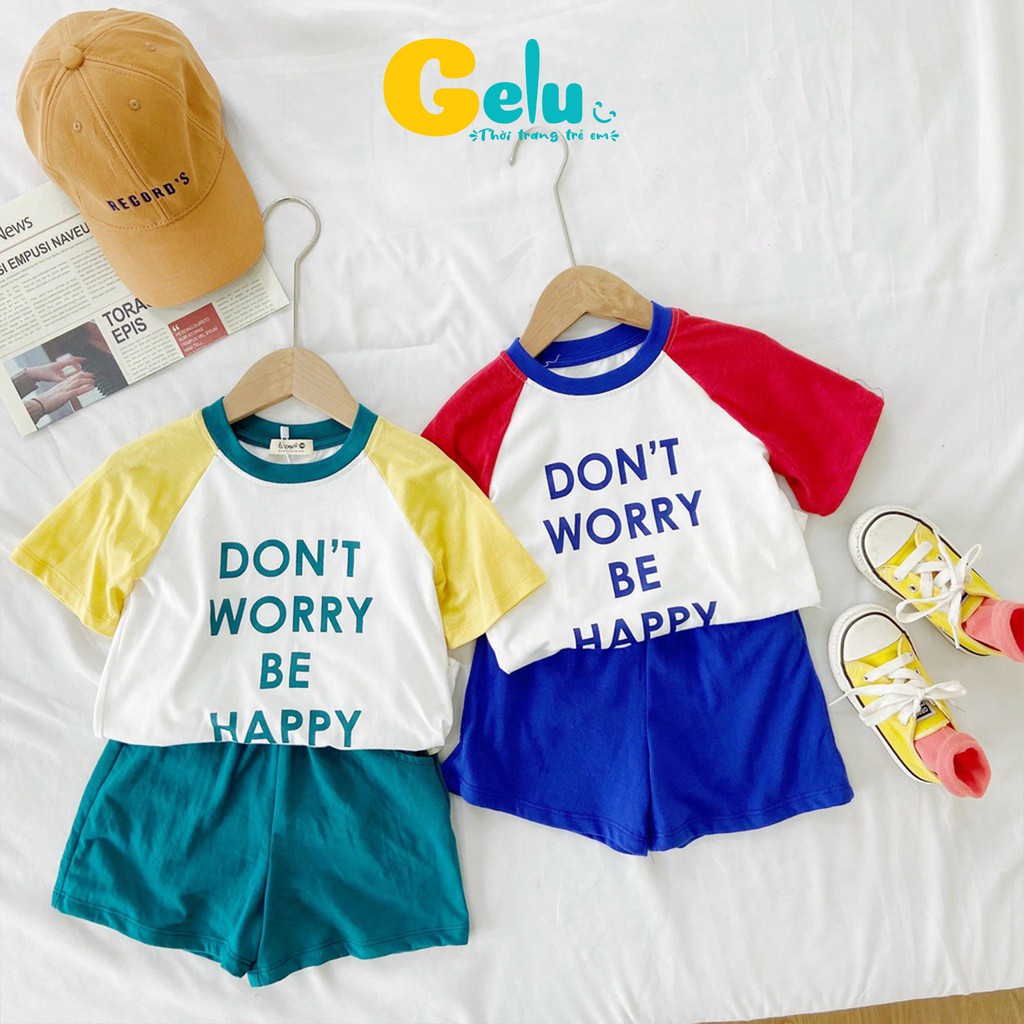 Bộ quần áo cộc tay cho bé trai bé gái chất cotton mềm thoáng mát phối màu thể thao - GELU SBU002