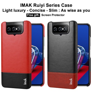 Ốp điện thoại da pu phối pc cứng nắp gập chống sốc imak cho asus zenfone 8 flip zs672ks