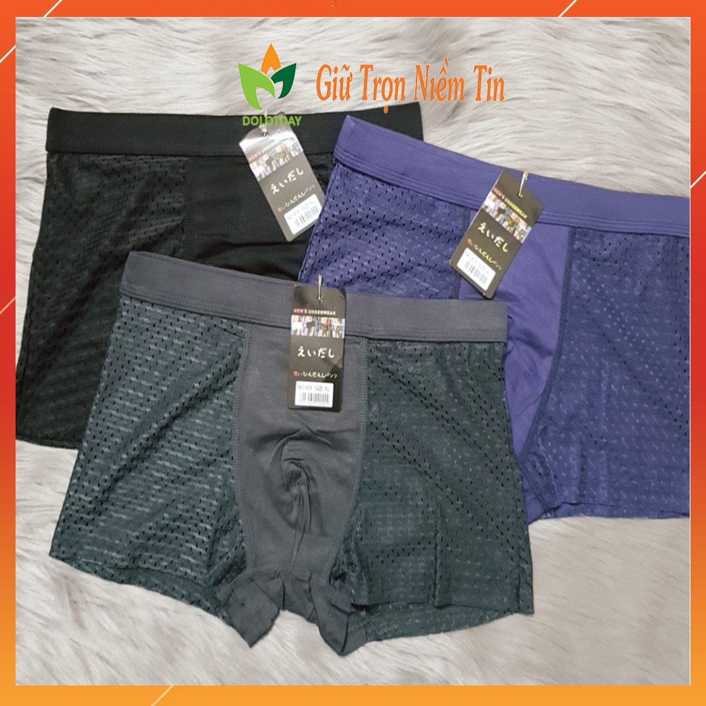 Quần Lót Nam BOXER Lưới Nhật Thông Hơi Thoáng Khí Kháng Khuẩn Co Giãn Thoải Mái LOTNAM10