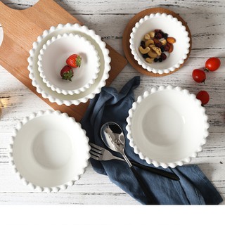 [Freeship] BÁT ĐĨA ĐÍNH CƯỜM TRẮNG CHO BÉ ĂN DẶM