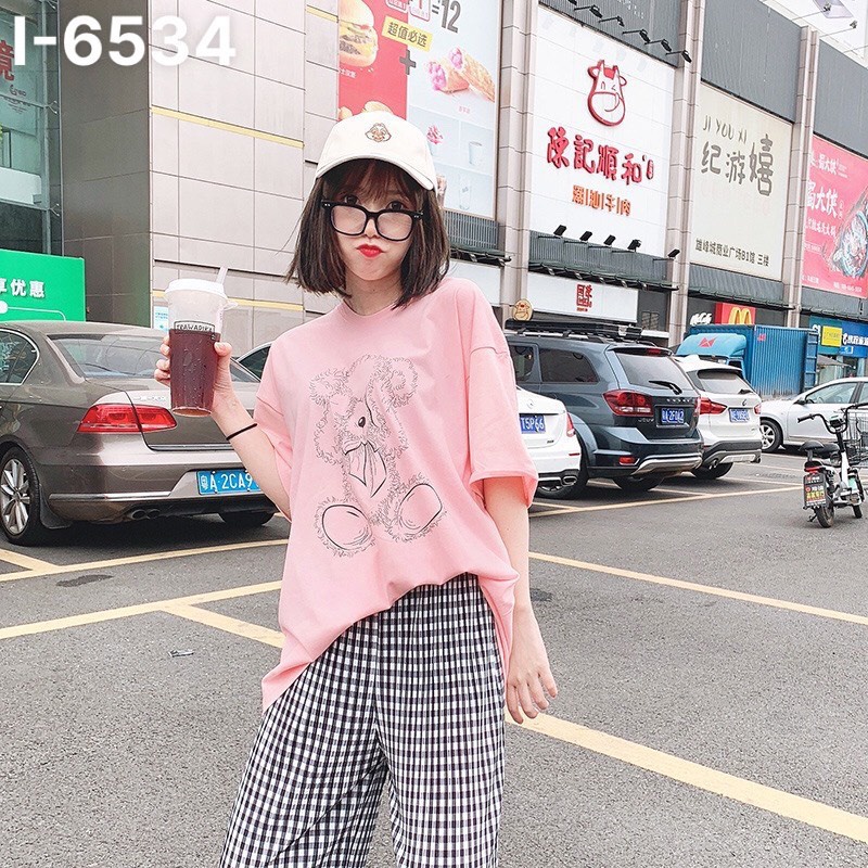 Áo Thun Nữ Tay Lỡ UNISEX Gấu Búp Bê Vẽ siêu xinh