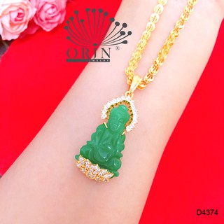 Dây chuyền nữ dây phụng mặt Phật quan âm màu xanh thạch đính đá thiết kế cao cấp Orin D4374