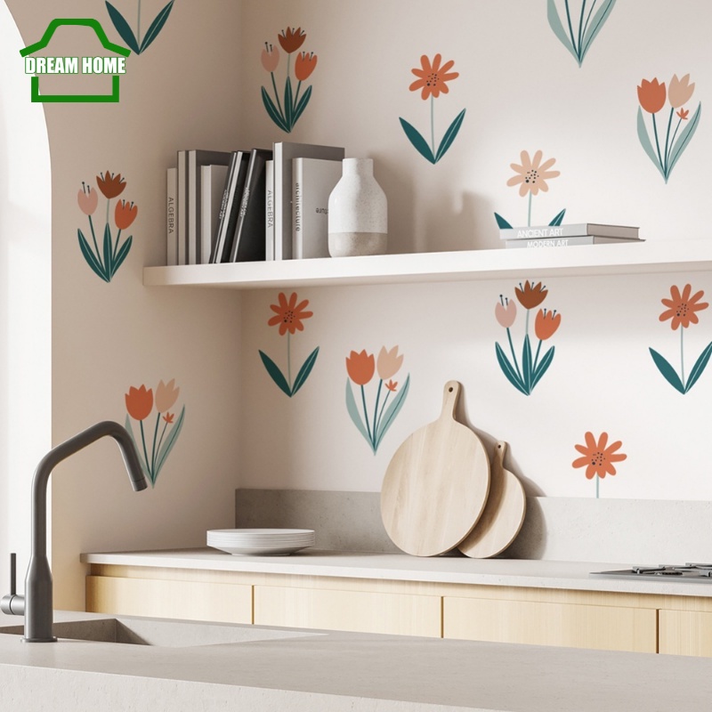 Giấy Dán Tường Tự Dính In Hình Cây Hoa Trang Trí Nội Thất 30*60cm