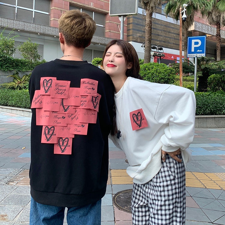 Áo Sweater Tay Dài Dáng Rộng Phong Cách Hàn Quốc Thời Trang Xuân Thu Dành Cho Cặp Đôi