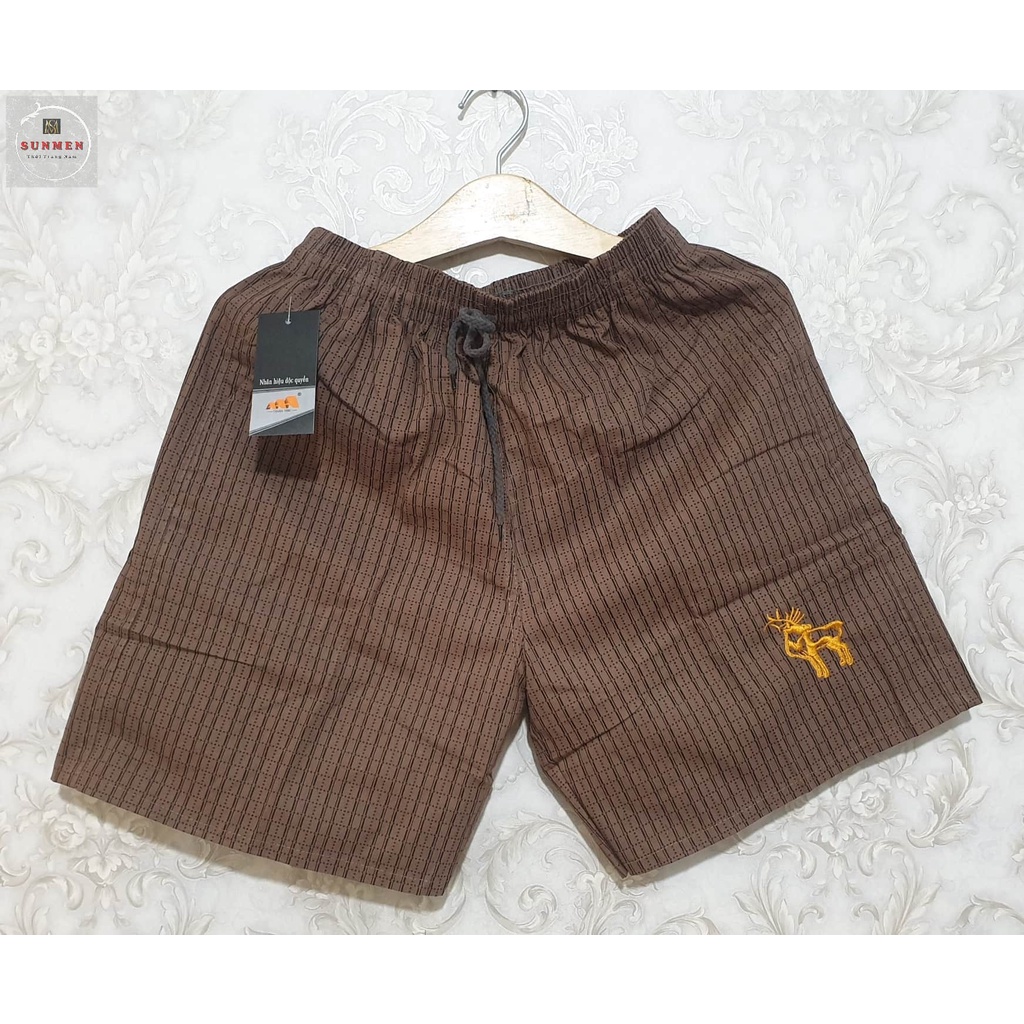 [HCM] Quần Đùi Nam Kaki Kẻ Sọc Caro Ngắn Vải Mỏng Mịn Trung Niên Mặc Nhà SUNMEN Size Từ 50kg - 85kg
