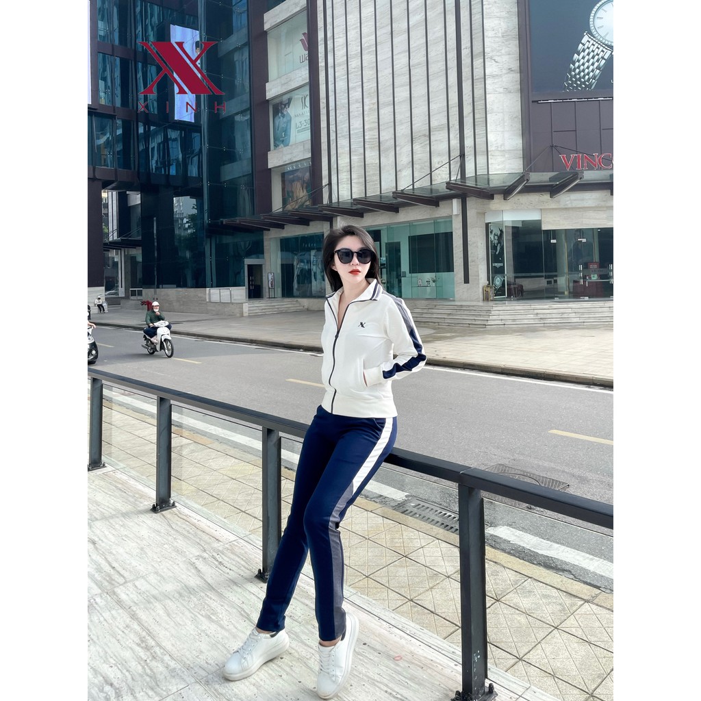 Bộ thể thao kéo séc cotton da cá Xinh Fashion Home Wear X495