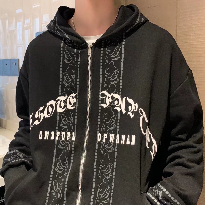 Áo khoác Cardigan có mũ trùm phối khóa kéo thiết kế mới thời trang mùa thu theo phong cách Retro