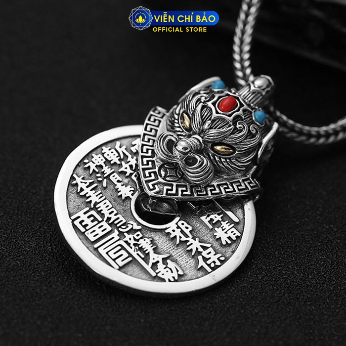 Mặt dây chuyền bạc nam Thần Chú Sơn Quỷ Bát Quái Hộ Thân chất liệu bạc Thái 925 Viễn Chí Bảo M100496