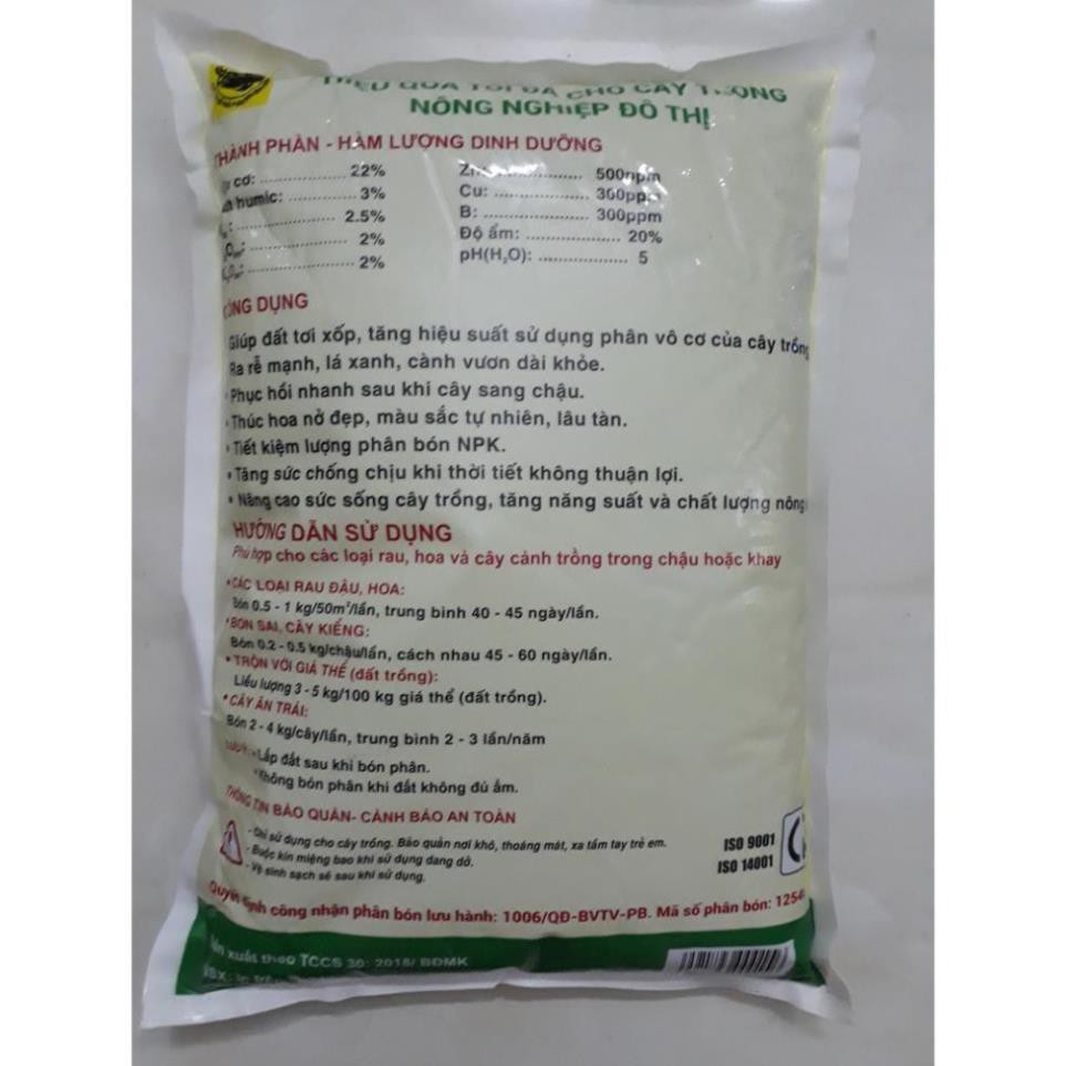 {2kg} Phân bón hữu cơ sinh học humic  BIO.GREEN +vi lượng kích thích ra rễ mầm chồi nhiều 2kg