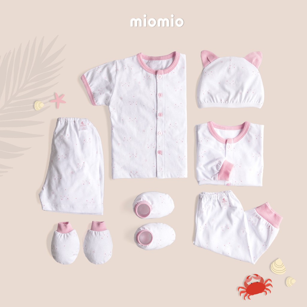 (MIOMIO hè) Bộ ngắn (quần,áo) Mặt Mèo nút giữa-Miomio