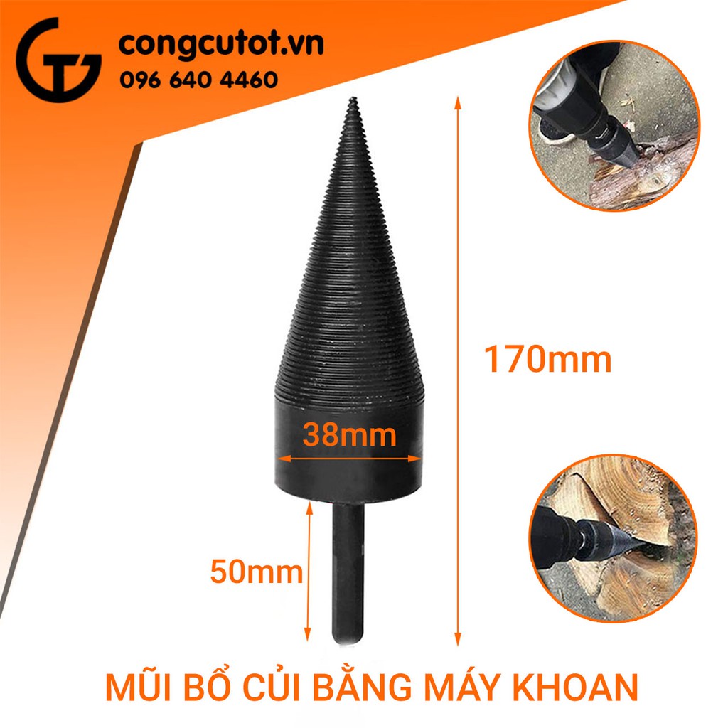 Mũi khoan bổ củi cao cấp chuôi lục