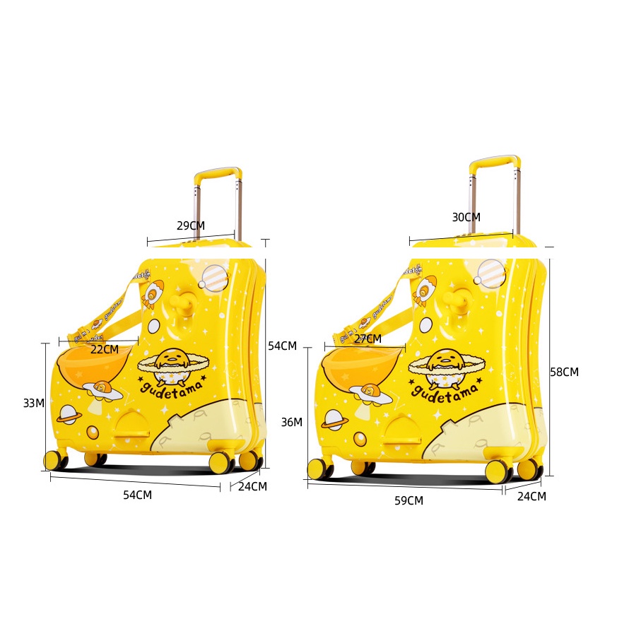 Vali kéo kiêm xe ngồi cho bé bản trứng vỡ vũ trụ Gudetama 20/24 inch 8286/8302