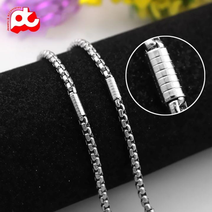 Dây chuyền nam titan cao cấp thời trang đẹp kiểu bọc khoanh chạm họa tiết tròn PT JEWELRY kích cỡ 4mm PTDCNA162