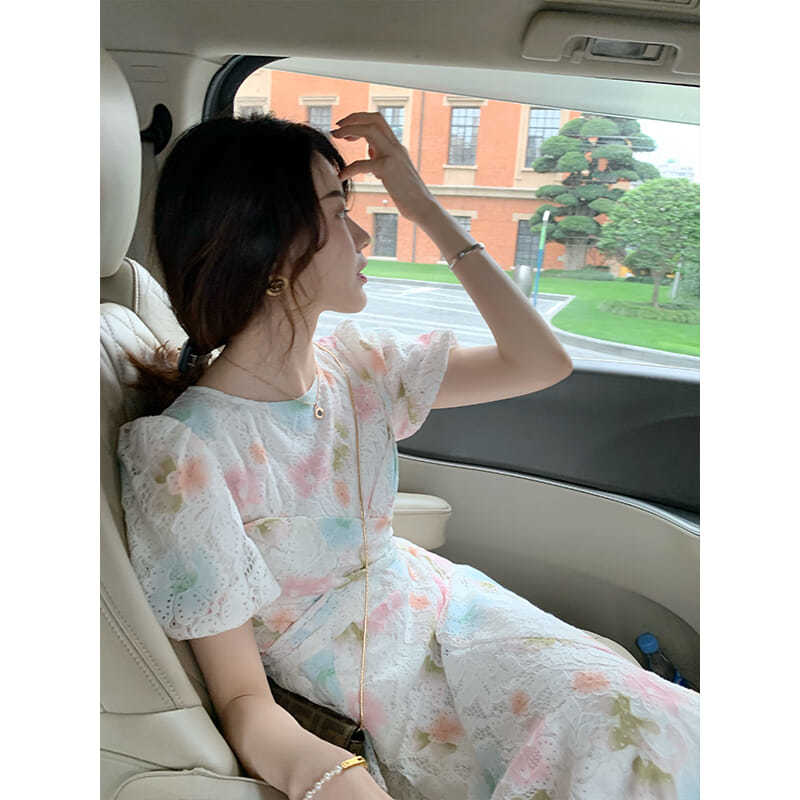 Đầm Maxi Ngắn Tay Hở Lưng Họa Tiết Hoa Xinh Xắn Dành Cho Nữ / Size S-2Xl | BigBuy360 - bigbuy360.vn