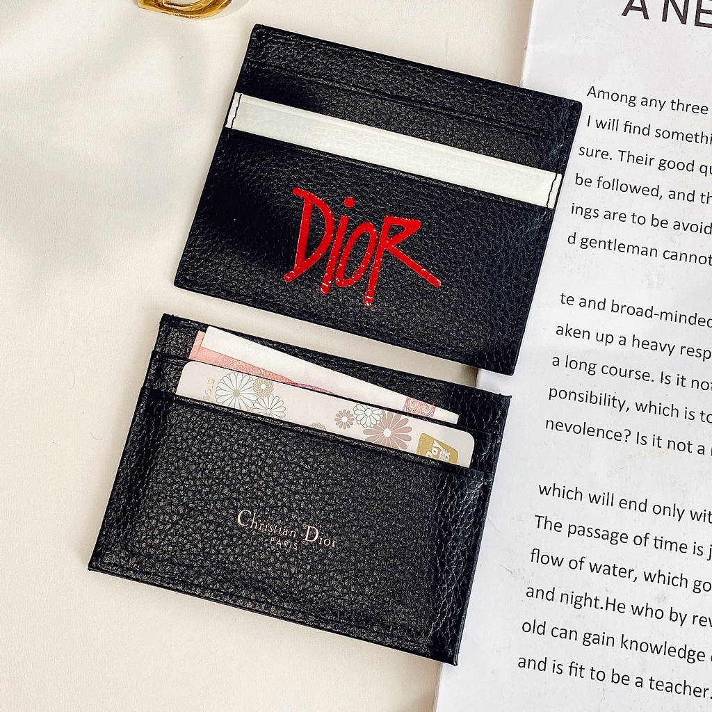 Ví da họa tiết PU Dior nhiều ngăn siêu mỏng dành cho đựng thẻ