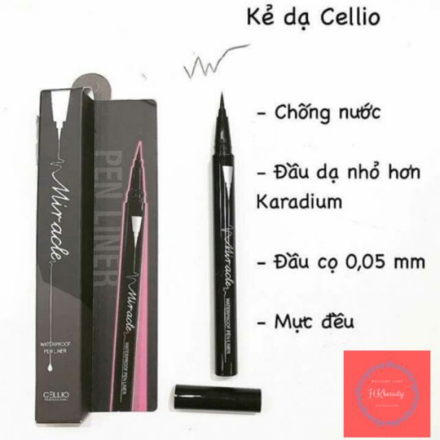 Kẻ mắt dạ Cellio Miracle Waterproof Pen Liner - không lem, không trôi