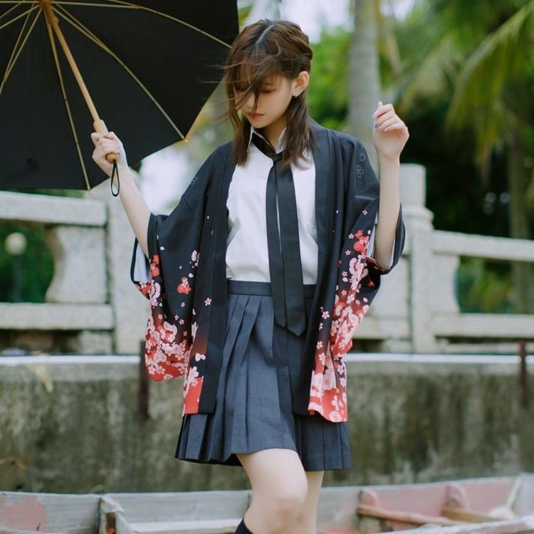 Áo Khoác kimono In Hình Cáo Phong Cách Nhật Bản Thời Trang Đi Biển Mùa Hè Cho Nữ