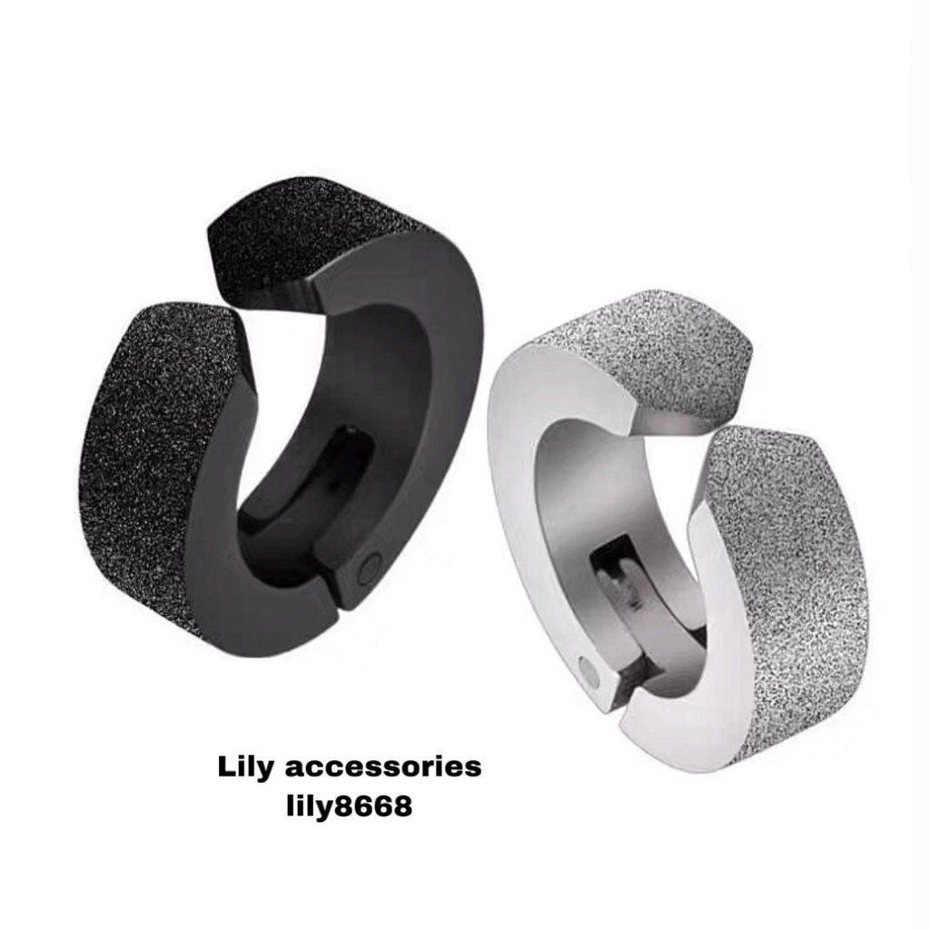 Hoop Earcuff kẹp tai titan tròn ánh kim lấp lánh không cần xỏ lỗ nam nữ không gỉ không đen không dị ứng unisex