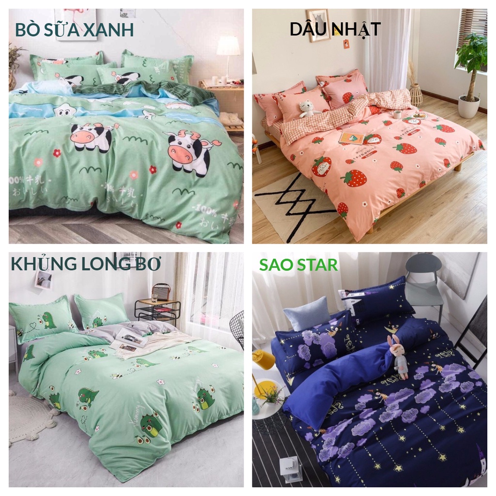 Ga Trải Giường Poly Cotton, Ga Nệm Mùa Hè Poly Cotton Kèm 2 Vỏ Gối Nằm Đủ Kích Thước Mẫu DÂU NHẬT