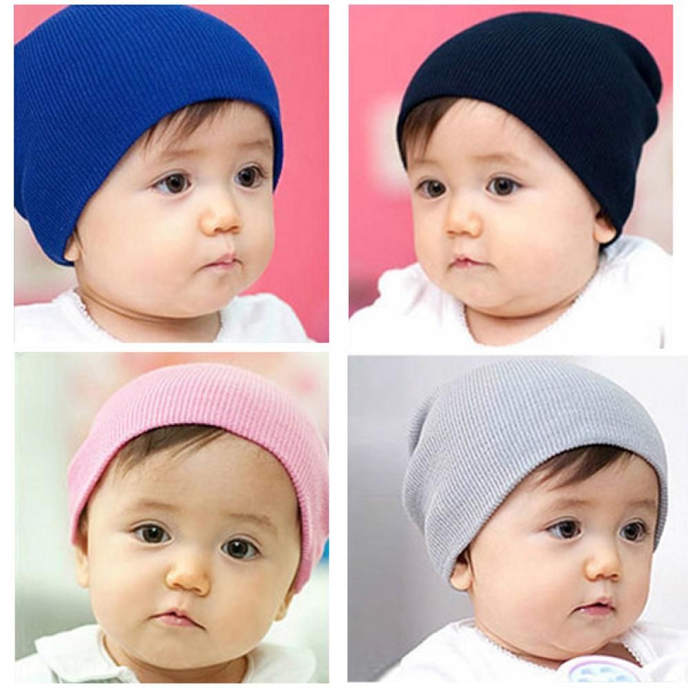 Mũ trùm đầu dệt kim mềm mại nhiều màu lựa chọn thời trang mùa đông cho bé