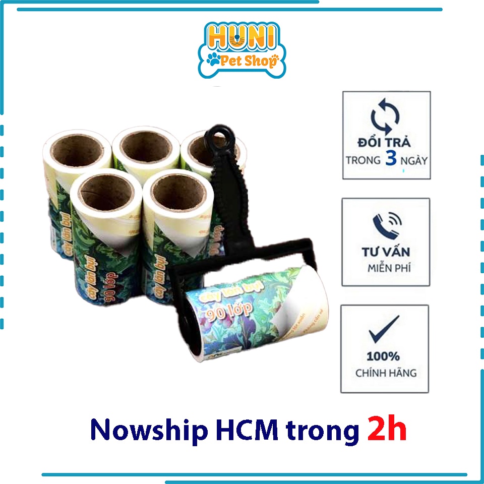 Cây lăn bụi quần áo, lăn lông chó mèo tiện dụng, độ dính cao, 90 lớp - Huni petshop